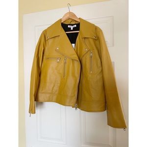 NWT Elizabeth & James Faux Leather Jacket, Size L, Mustard Color, Zipper Details